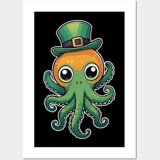 St Patricks Day Irish Octopus 3 Posters and Art